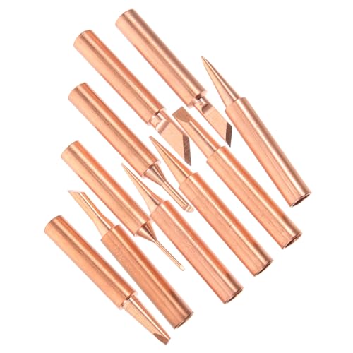 SEWACC 10Pcs Assorted Pure Copper Soldering Iron Tips Replacement Welding Tips for Various Applications Lightweight and Easy to Change for Stable Heat Conduction and