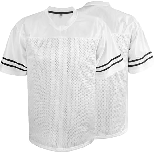 Phoneutrix Blank Football Jersey Sports T-Shirt Hip Hop Jersey for Party (3X-Large White-sti)