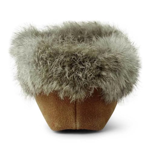 Image of Manitobah Tipi Moccasin - Womens Indoor Slipper, Fleece-Lined, Suede Leather, Rabbit Fur Trim