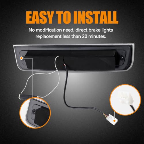 Image of Third 3rd Brake Light LED for 2009-2017 Dodge Ram 1500 2500 3500 | High Mount Rear Brake Lights Assembly for 09-17 Ram 1500 / 10-17 Ram 2500 3500, Waterproof Center Cab Lamp Cargo Stop Light