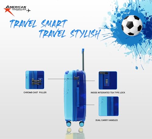 Image of AMERICAN TRAVELLER GlideSport Trolley Bags | 360 Disc Wheels | Durable Hard Shell, 360 Disk Wheels, TSA Type Lock, Heavy-Duty Lining, Football Splash