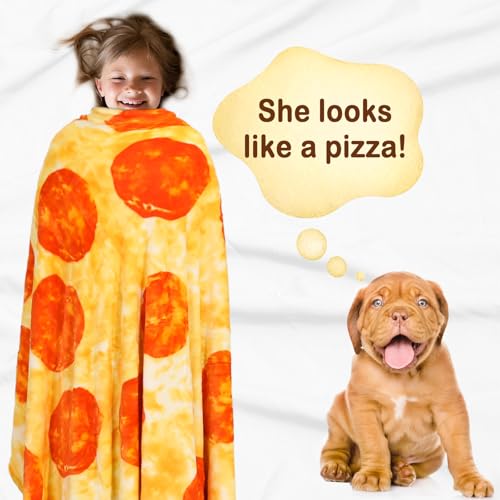 Image of Bnuitland Pizza Funny Blanket, 300 GSM Double Sided Giant Novelty Realistic Food Blanket for Adults and Kids, Super Soft Flannel Throw