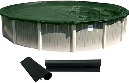 Buffalo Blizzard Supreme Winter Cover for 33-Foot Round Above-Ground Swimming Pools | Green/Black Reversible | 4-Foot Additional Material | Wind Guard Clips Included