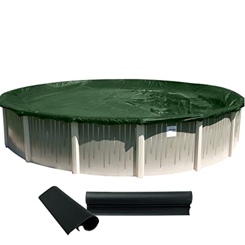 Buffalo Blizzard Supreme Winter Cover For 33-Foot Round Above-Ground Swimming Pools | Green/Black Reversible | 4-Foot Additional Material | Wind Guard Clips Included #TOP3