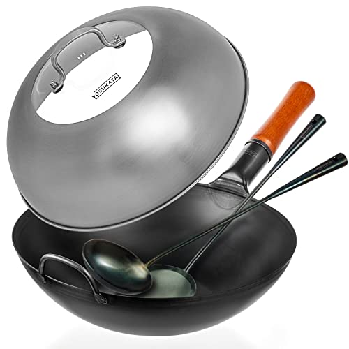 Wok YOSUKATA de acero carbono 13,5 pulgadas con utensilios miniatura 1