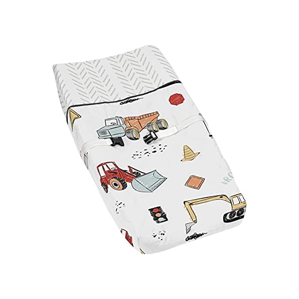 Sweet Jojo Designs Wickelauflage für Bauwagen, für Jungen, Grau, Gelb, Orange, Rot und Blau