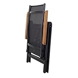 Strandgut07 Aluminium Klappstuhl 2er Set Hochlehner Gartensessel Aluminiumsessel 4×4 Textilen Armlehnen aus Akazie schwarz - 4