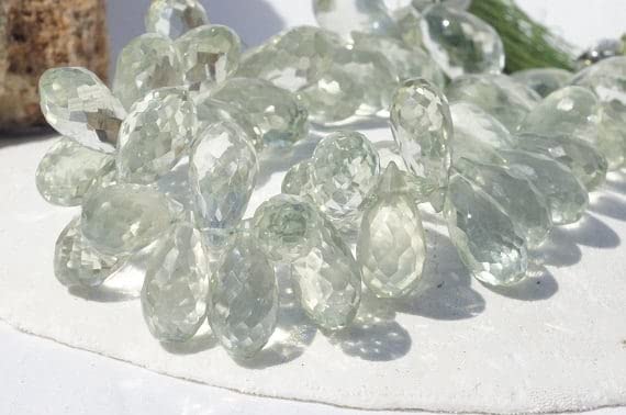 Améthyste verte 13x8mm briolette facettée pour remplacer vos perles ternes de bijoux