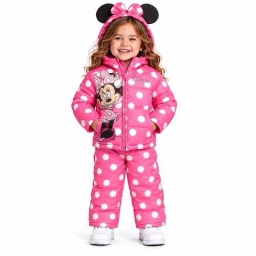 Disney Girls 2 Piece Snowsuit Insulated Puffer Jacket & Snow Bibs