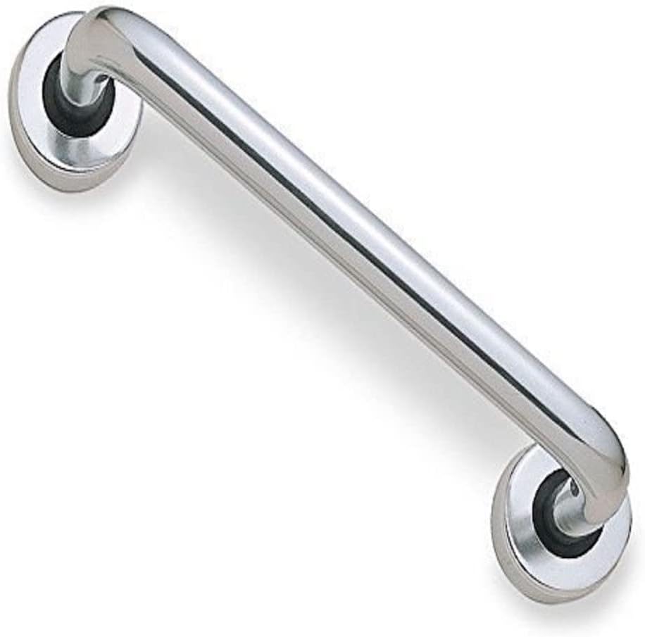 Merriway BH03939 Round Pull Handle with Roses Concealed Fix 300mm 12 inch - Polished Aluminium , Grey