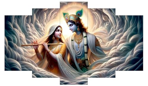 Image of SN Handicrafts Radha Krishna Religious Wall Painting for Living Room, Bedroom, Gifts, 18 inch x 30 inch Painting (Without Frame, Pack of 5)(RK S-109)