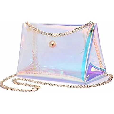 YAIRYANGTZE Girls' Holographic Transparent Bag Clear Chain Purse Shoulder Bag Cover