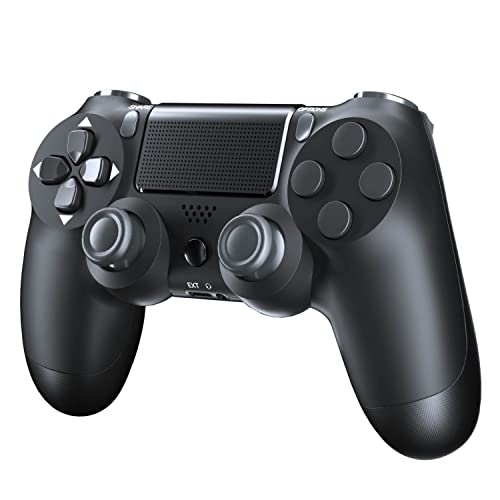 Oussirro Wireless Controller Compatible with PS4/Pro/Slim,Gamepad Remote with Double Vibration 6 Asix Sensitive Joystick 3.5mm Audio Jack Built-in Speaker,Black