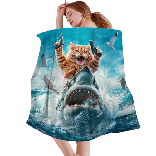 Couverture Canapé Lit Voyage Chat et Prédateur Plaid 150x200