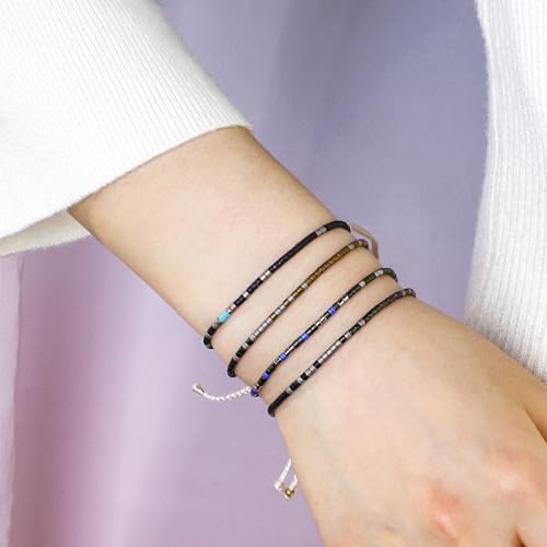 Image of KELITCH Boho Women Crystal Shell Beaded Friendship Bracelets Handmade Strand Bracelet Bangles Jewelry
