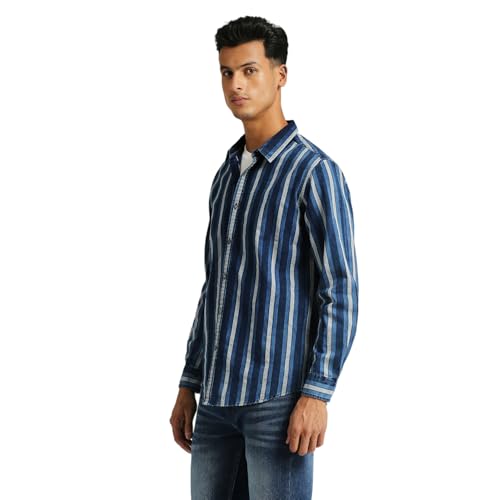 Image of Pepe Jeans Men's Cotton Striped Regular Fit Shirt