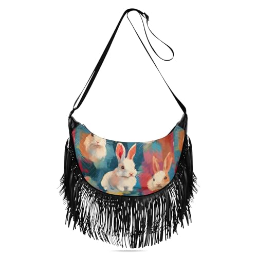 CEBUGI Bolsa tiracolo feminina com franjas, franjas, franjas, bolsas de ombro Hobo, bolsa tiracolo com alças ajustáveis