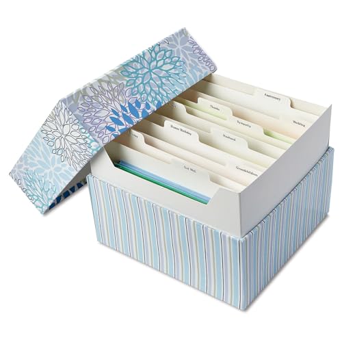 Current Cool Floral Greeting Card Organizer Box with Dividers - Store 140+ Christmas, Valentine, & Birthday Cards, Recipe Cards, Photo Collections, Postcards, Stationery, 7