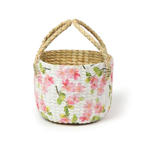 Image of Habere India-All the Cultures Fabricating India Handmade Gift Hamper Baskets | Cane Round Hamper | Fruit Baskets | Bamboo Organiser Basket | Jute Round Storage Basket - Multi (Design13 - D21xH29 cm)