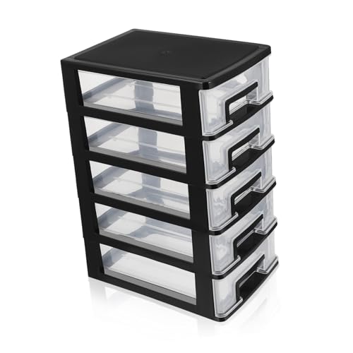 VILLCASE 5-layer Storage Cabinet, Portable Plastic Drawer Type Closet Dustproof Storage Case Organizer Sundries Holder