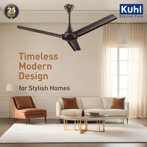 Image of KUHL Fest B1 1200mm BEE 5-Star BLDC Ceiling Fan | 28W Energy Saving (Up to 65%) | High Airflow & Low Noise | Remote as well as Regulator Operated | 5 Year Motor Warranty | ISI Marked (Espresso)