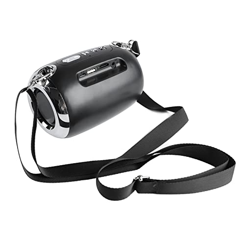 ワイヤレススピーカー、HiFiステレオサラウンドサウンド低音Bluetooth 5.0ノイズリダクションポータブルBluetoothスピーカー、ストラップ付き、1200mAhバッテリー (ダズリングブラック [ 5W B)