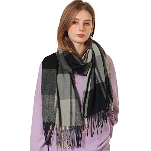 Winter Plaid Scarf Cashmere Shawl For Women Men Checked Pashmina Scarves With Tassel Tartan Scarves Soft Warm Stole