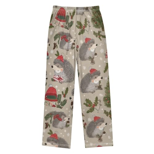 ZZXXB Hedgehog Pine Branches Boys Long Pants Soft Trousers Elastic Waist Kids Lounge Bottoms with Pockets S-XL2