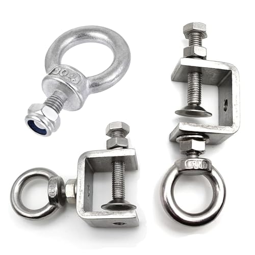 LEAUM Edelstahl C-Zwingen 6 Teiliges Set, C Klemme Kieferöffnungen 30mm Fixierzange Einstellbar Klemmbereich ist 0-25mm mit Edelstahl Haken und Ringschrauben für Holzarbeiten, Schweißen und Tischlerei