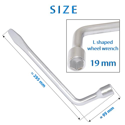 AERZERIX - C68473 - Radmutternschlüssel 19 mm ’’L’’ 295x95x28 mm 6-Kant mit flachem Schraubendrehergriff - aus Cr-V-Stahl