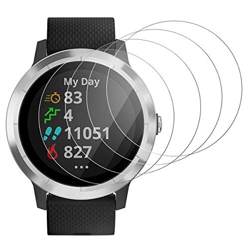 RSSYTZ [4 Unidades Protector de Pantalla para Garmin Vivoactive 3 [9H Dureza] [Impermeable] [antiburbujas] Cristal Vidrio Templado para Garmin Vivoactive 3