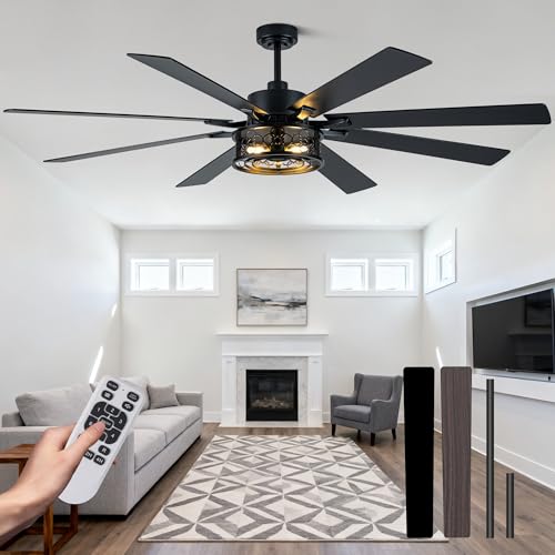 72 Inch Ceiling Fans with Lights, 6 Speed Reversible Quiet