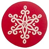 Boston International Round Felt Trivet Winter Holiday Heat Resistant Hot Pad for Counters and Tables, 8", Snowflake
