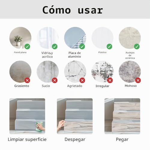 Vinilo autoadhesivo para escaleras PLIGREAT, 15 tiras extraíbles imitación madera de 18 x 100 cm 7