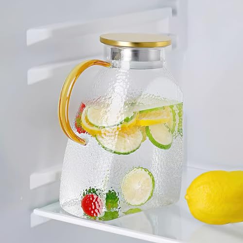 DAKLUNAR Caraffa in Vetro 1500 ml, Trasparente, Resistente al Calore, Lavabile in Lavastoviglie, Brocca Acqua Vetro, Caraffa Refrigerante per Tè Freddo, Acqua Calda, Fredda, Caffè, Latte, Succo