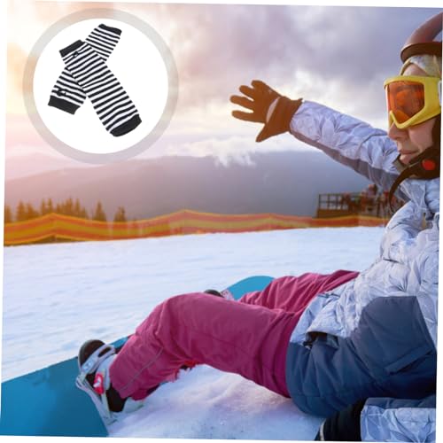 Striped Arm Warmers Knit Fingerless Long Gloves for Winter Warmth Suitable for Boys for Driving Texting and Outdoor Activities3