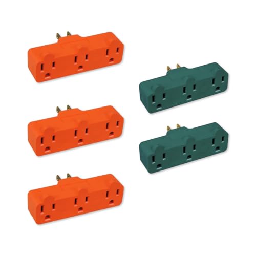 OSKOS 3-Prong 3-Outlet Extender Adapter Heavy Duty Triple Grounding Outlet. 5 Pack
