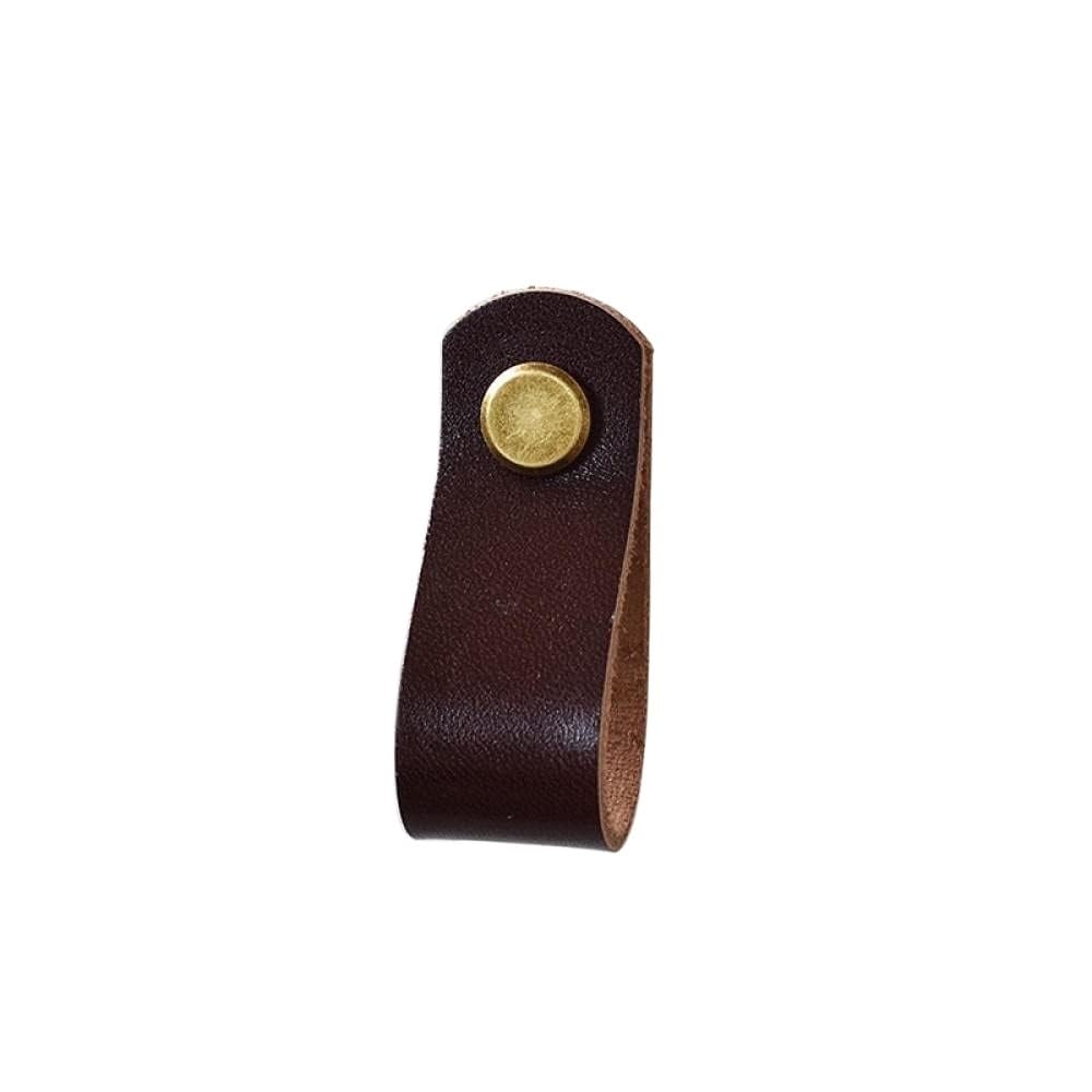 Cqahdsevf Brown-Bronze Hat Leather Drawer Pulls, Brass Cowhide Knob 2 Pcs Multicolor 60X22x1.8mm(Brown-Bronze Hat)