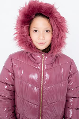 Image of Juicy Couture Girls Coat, Faux Fur Hooded Winter Jacket, Warm Padded Parka Hoodie, Kids Heavyweight Winter Coat