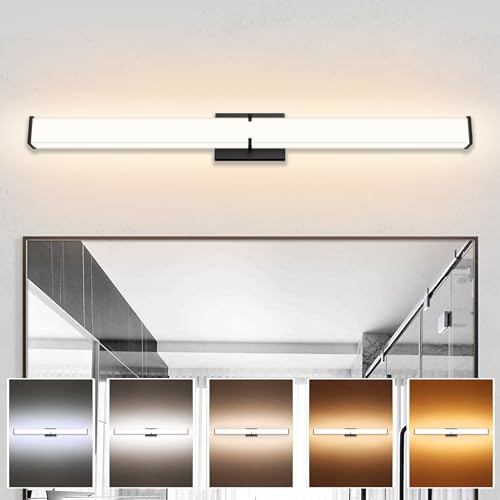 NOVELUX 39.96Inch 3600LM Bathroom Light Fixtures 5CCT Optional, Black Modern
