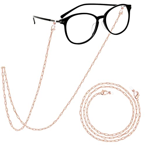 Pavoi 14K Gold Plated Sunglasses/Glasses Strap Lanyard | Glasses Chains For Women | Rose Gold 3Mm Pearl Chain Enhancer #TOP11