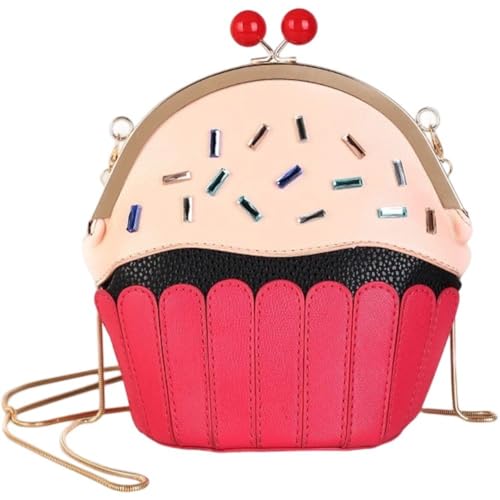 Cake Shape Cross Body Bag Pu Cartoon Purse Ice Cream Sholuder Bag Handbag with Removable Chain