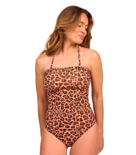 Kiniki Women's Tan Through Tube Swimsuit Swimwear - Cheetah