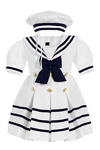 iGirlDress Baby Toddler Girls Nautical Sailor Dress with Hat Infant-4T