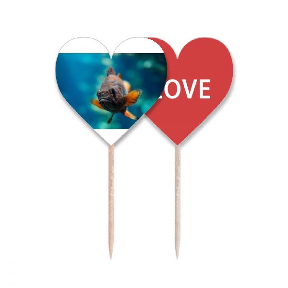 Pic à cupcake cœur et poisson tropical pour décoration de gâteau