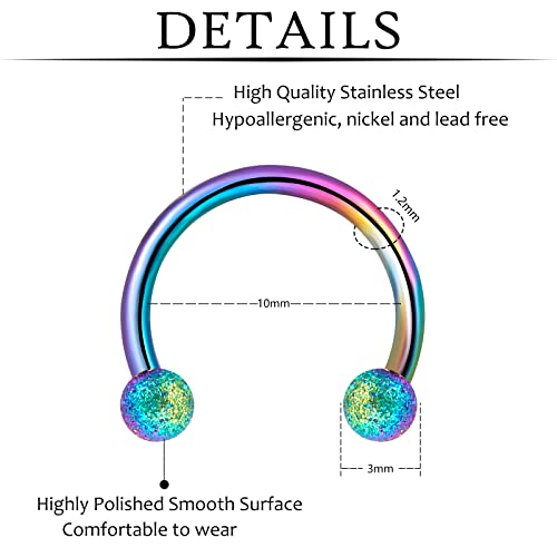 ONESING 53-80 Pcs Septum Rings 16g, Septum Rings for Women Septum Piercing Jewelry Horseshoe Nose Hoop Rings Lip Tragus Cartilage Earrings Stainless Steel Body jewelry 10mm2