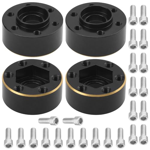 Vgoohobby RC Brass Weights 12mm Hex Hub Extended Adapters for 1.9/2.2inch Beadlock Wheel Rim Compatible with Axial SCX10 90046 Redcat TRX4 Gen7 D90 CC01 1/10 RC Crawler (Black,9mm)