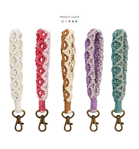 Poagoep Boho Macrame Keychain Bracelet Handmade Wristlet Keyring Holder Wrist Lanyard For Women Girls(4) #TOP6