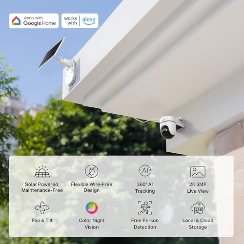 Tapo C610 Kit 2K 3MP WLAN-camera voor buiten, draadloos, met zonnepaneel, 360° PTZ bewakingscamera met accu, 6700 mAh, menselijke herkenning, nachtzicht, kleurennachtzicht, AI-tracking, IP65 - Afbeelding 4
