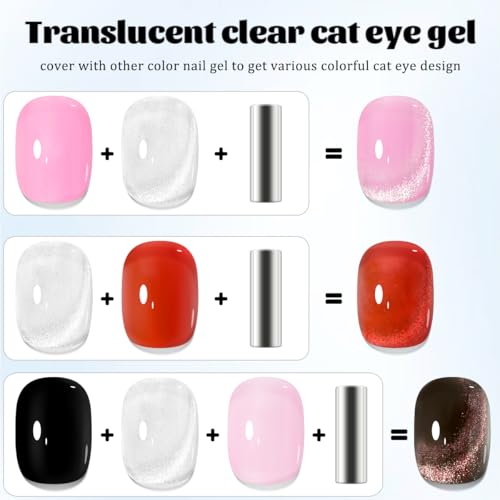 Esmalte de uñas gel cat eye dorado y plateado, pack 2x8ml miniatura 5